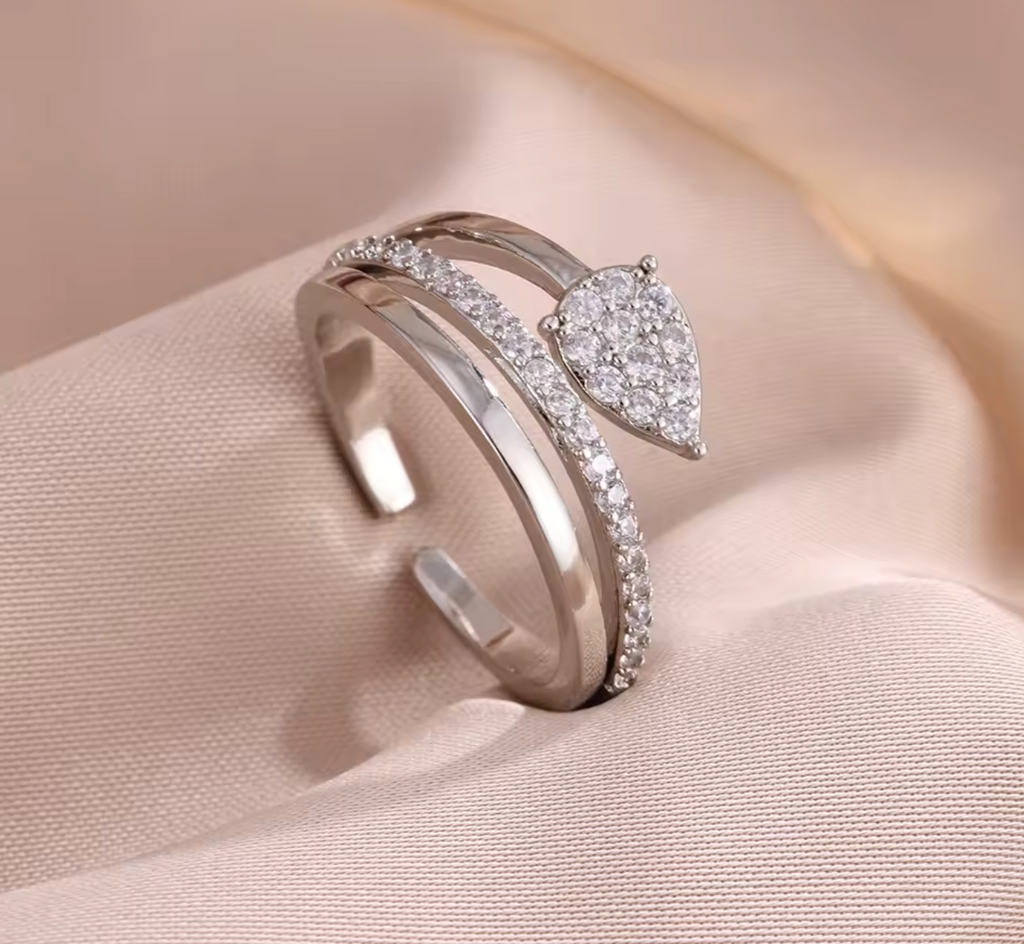 Zircon Adjustable Open Ring for Women