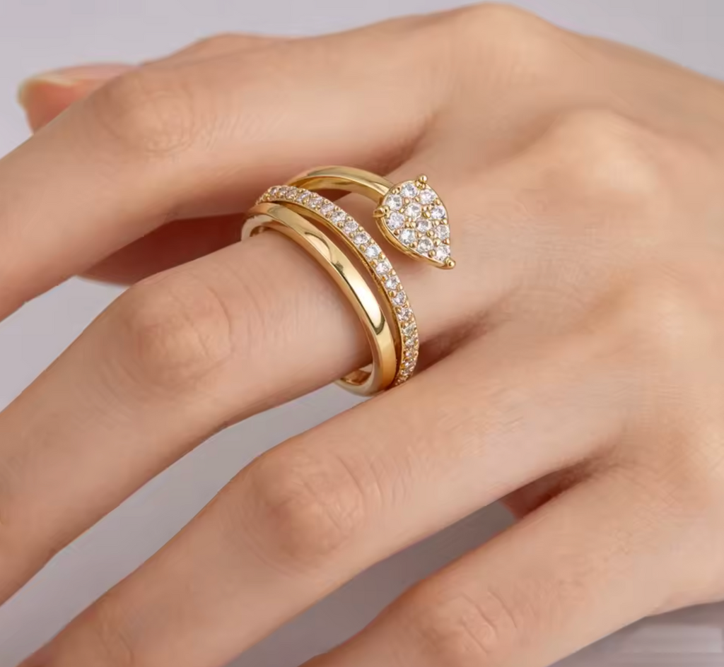 Zircon Adjustable Open Ring for Women
