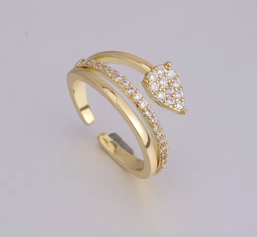 Zircon Adjustable Open Ring for Women