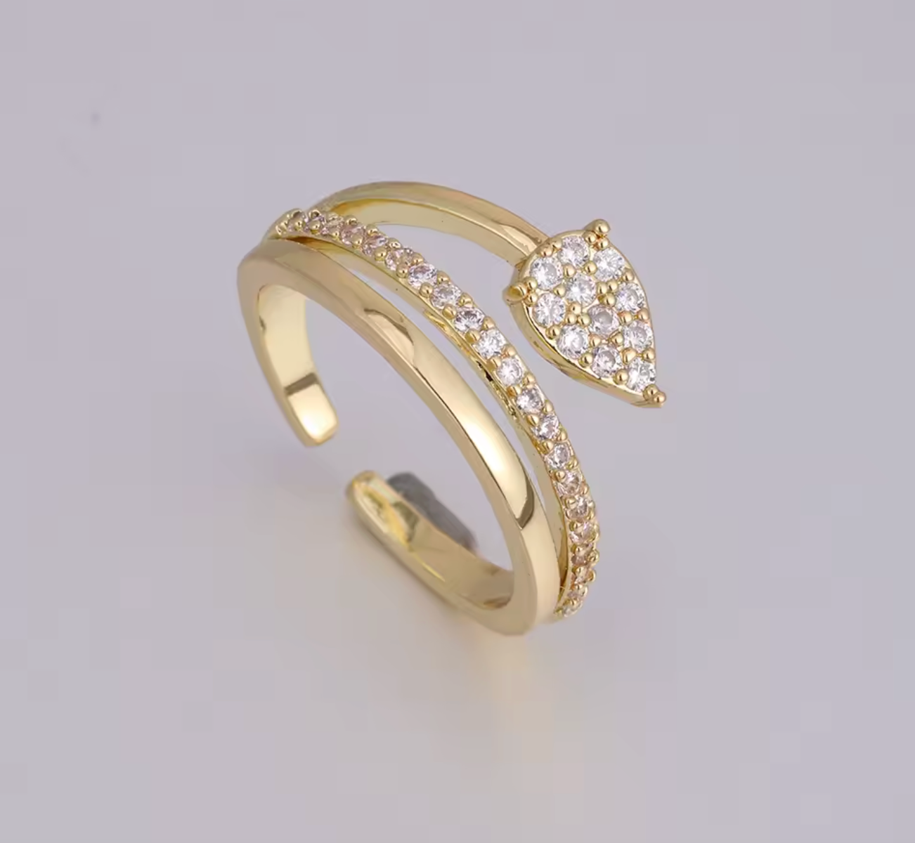 Zircon Adjustable Open Ring for Women