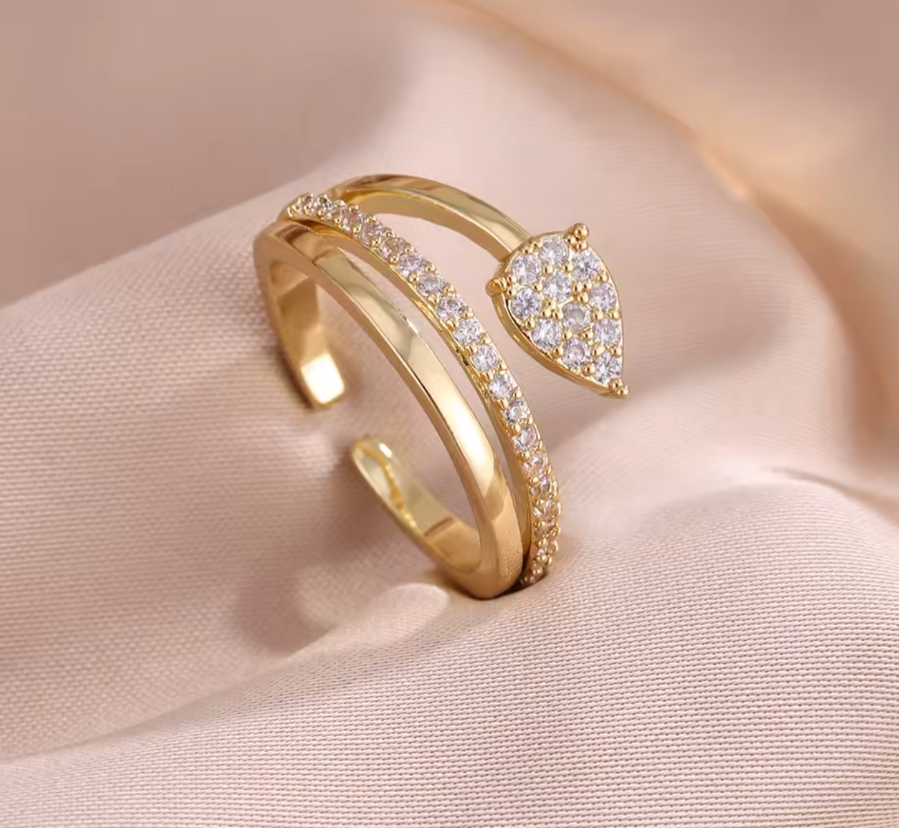 Zircon Adjustable Open Ring for Women