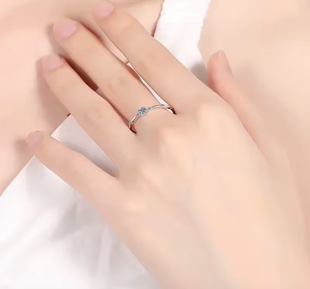 925 Sterling Silver Moissanite Wedding Ring for Women