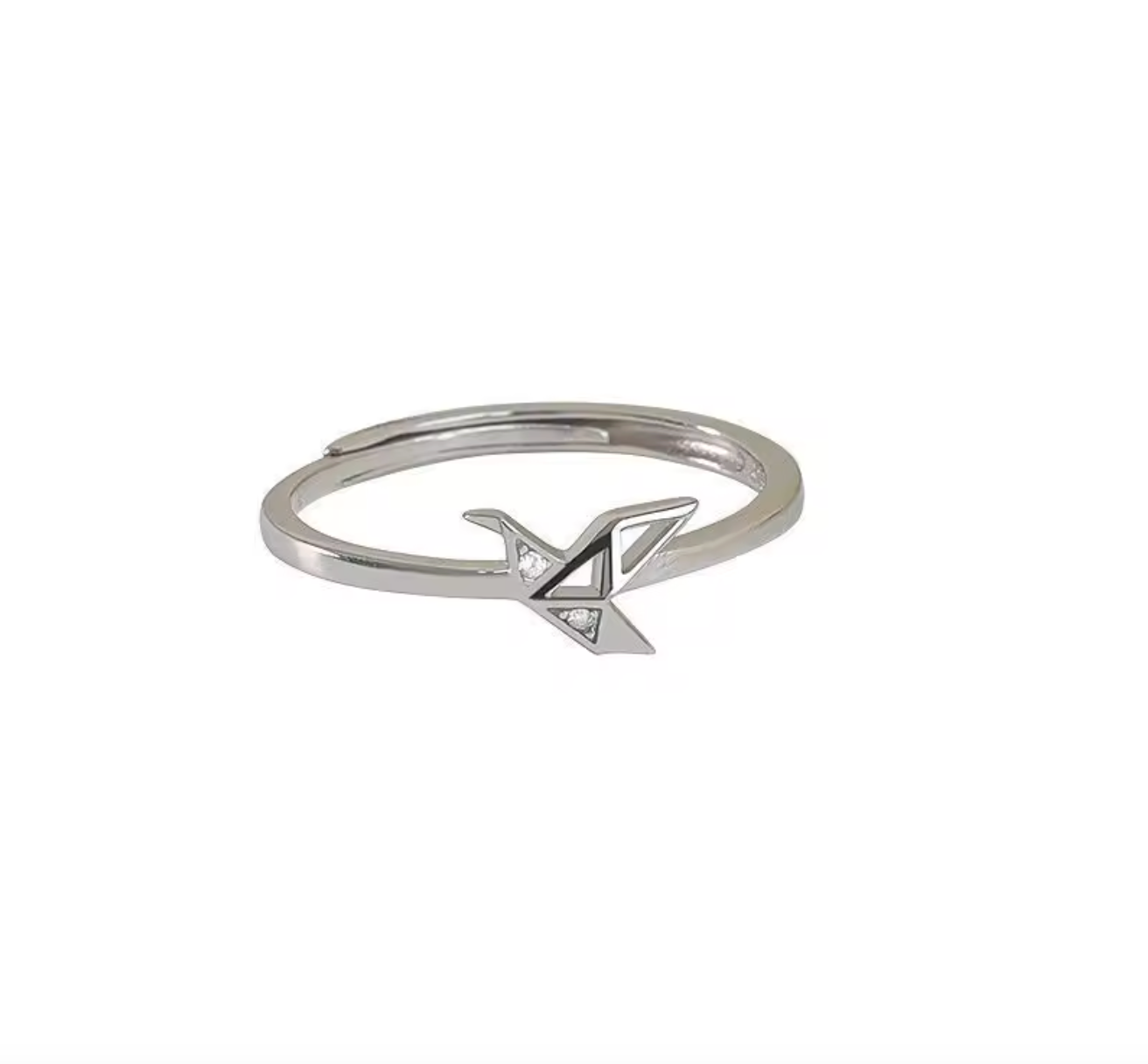 Glamorous 925 Sterling Silver Adjustable Paper Crane Ring