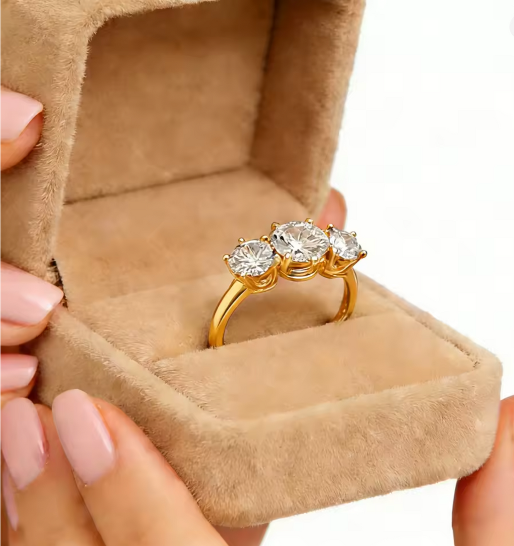Moissanite Three-Stone Engagement Ring