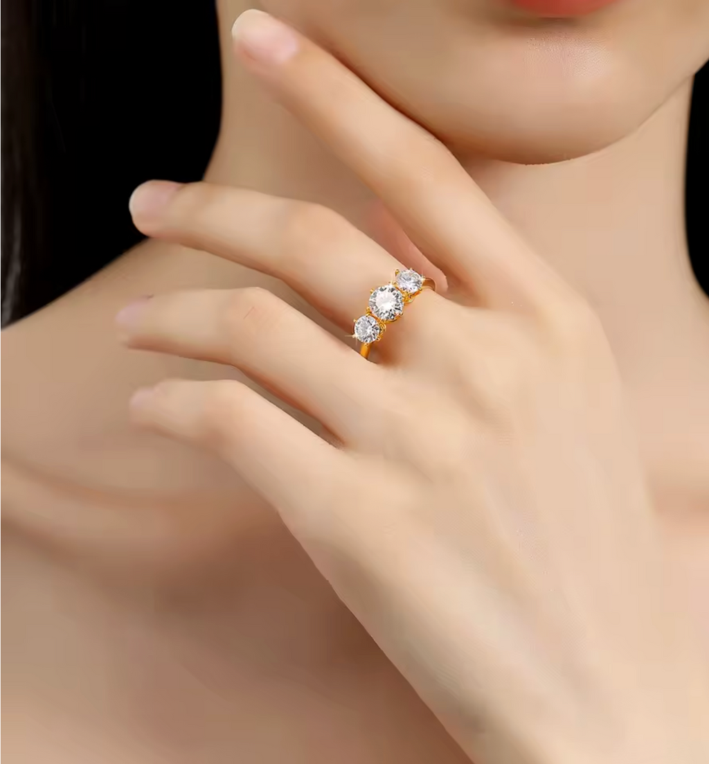 Moissanite Three-Stone Engagement Ring