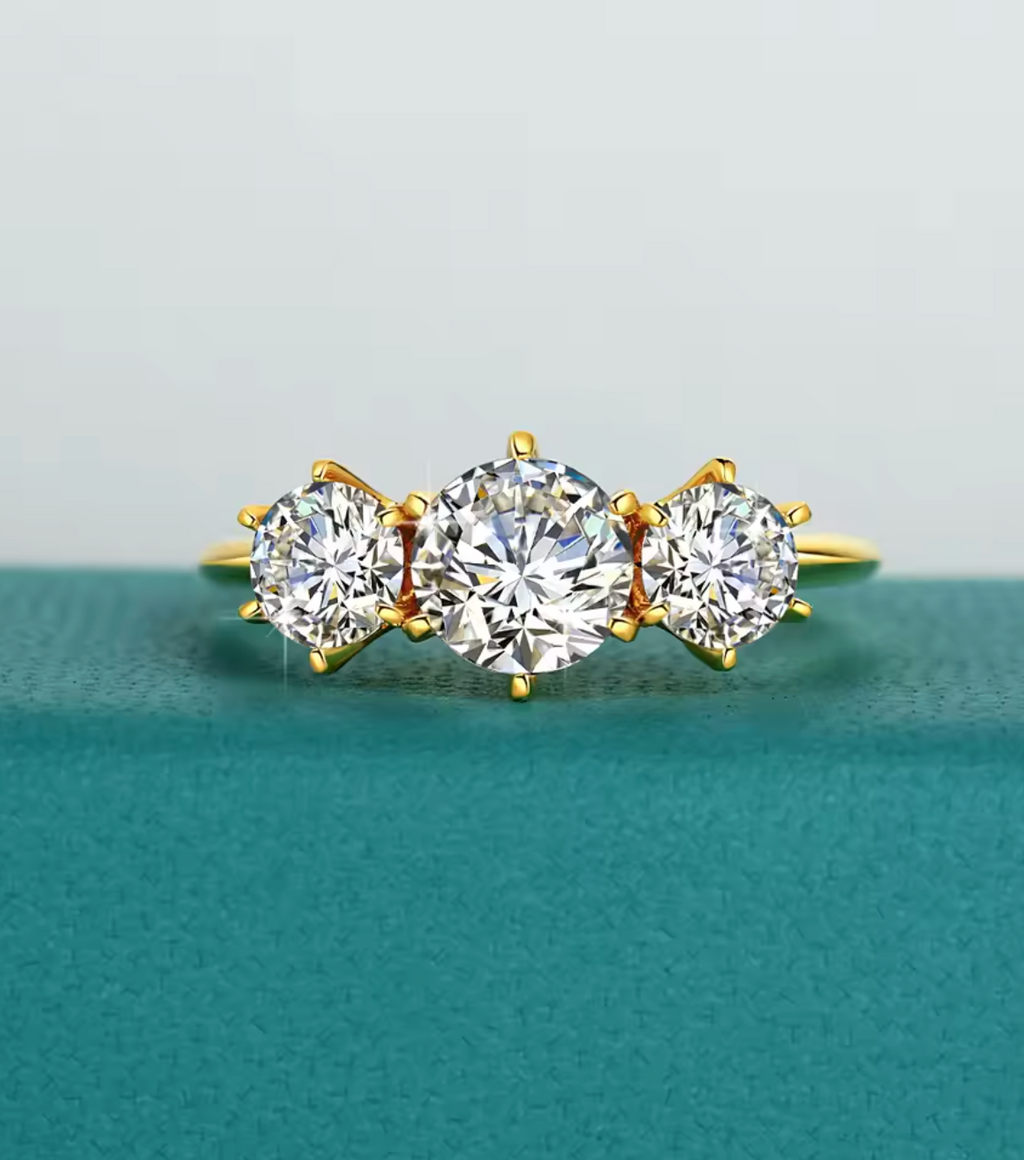 Moissanite Three-Stone Engagement Ring