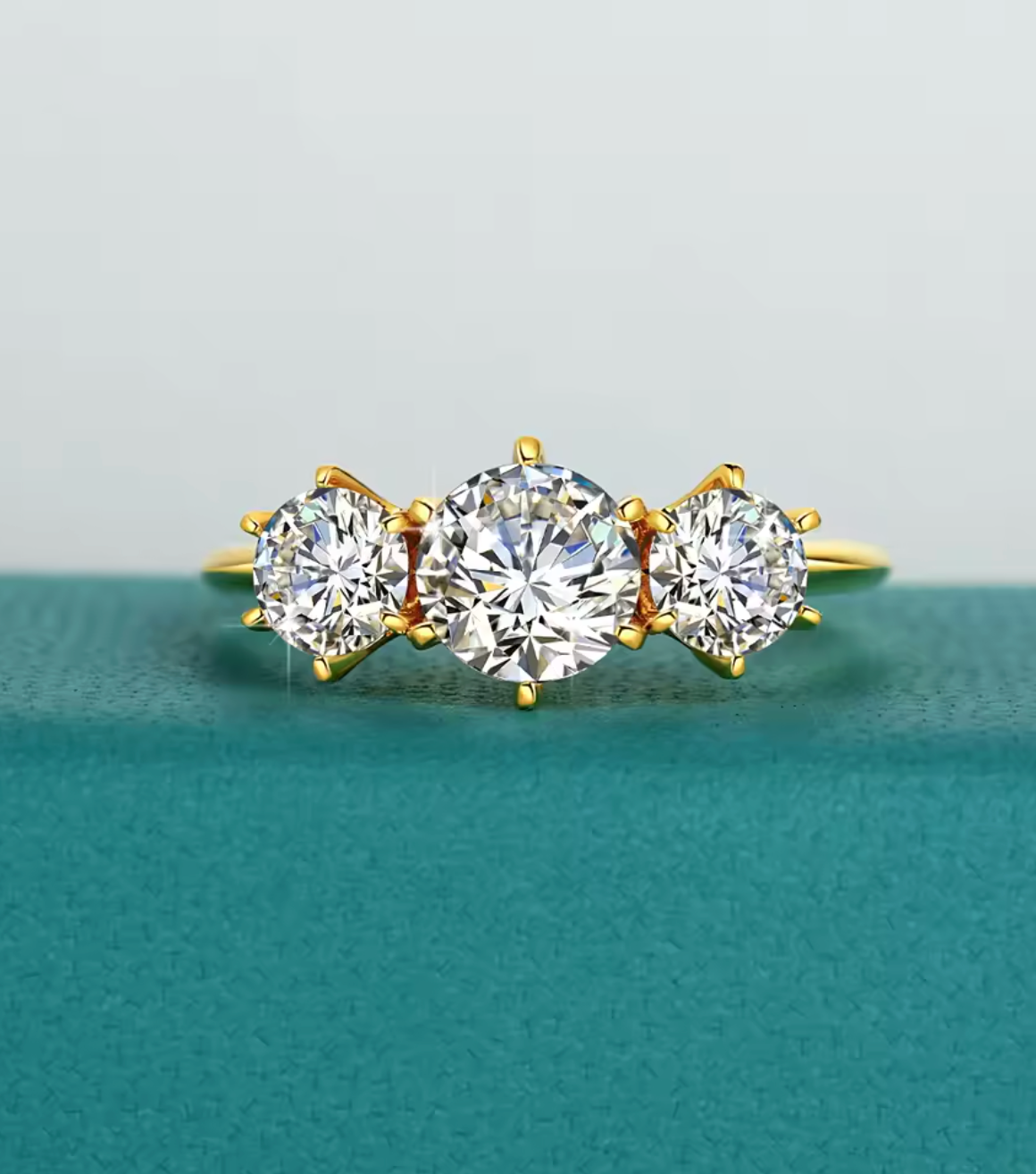 Moissanite Three-Stone Engagement Ring
