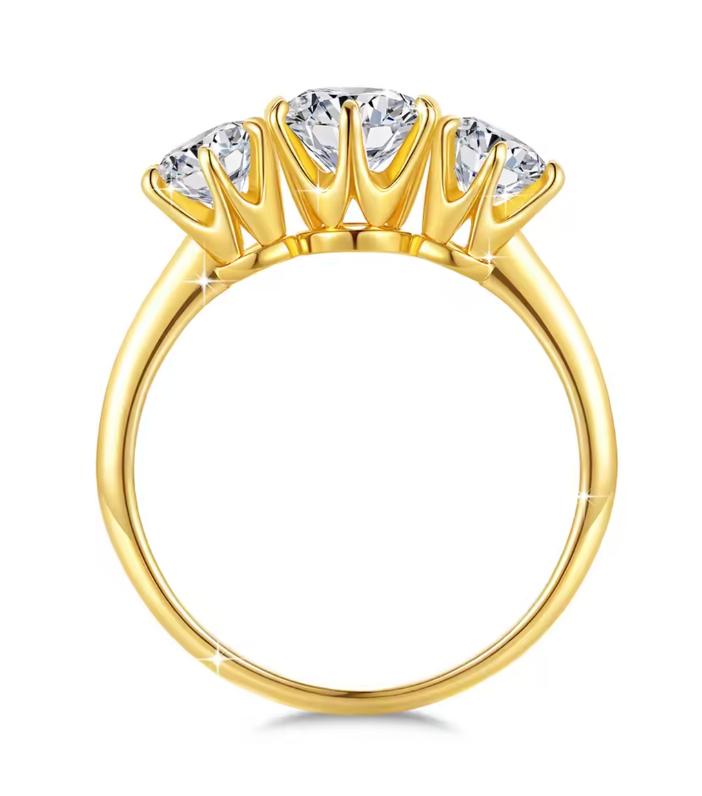 Moissanite Three-Stone Engagement Ring