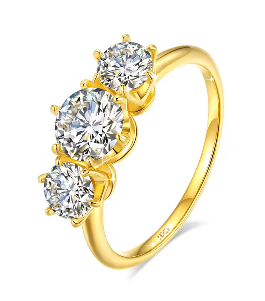 Moissanite Three-Stone Engagement Ring