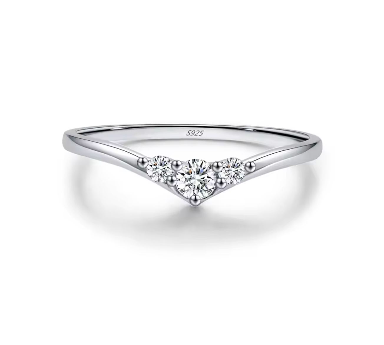 3 Stones Moissanite Wedding Ring for Women