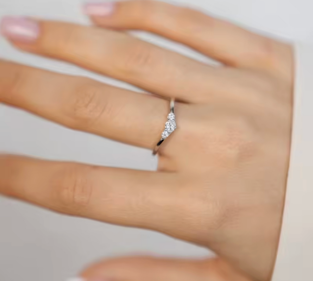 3 Stones Moissanite Wedding Ring for Women